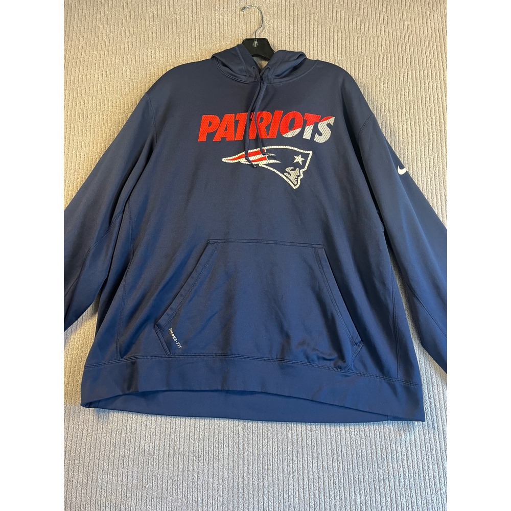 New England Patriots Nike Hoodie Mens XXL Navy NFL Football Therma-FIT EUC